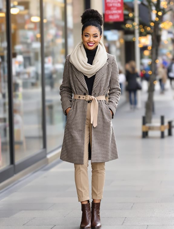belted textured wool coat
