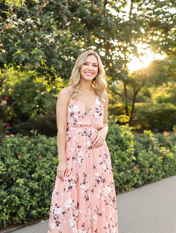 blush flowing maxi dress