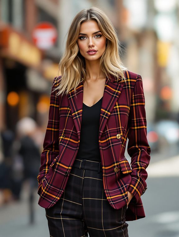 bold plaid suit ensemble