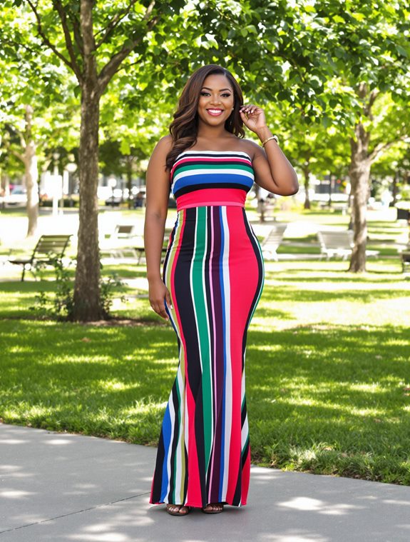 bold striped maxi dress