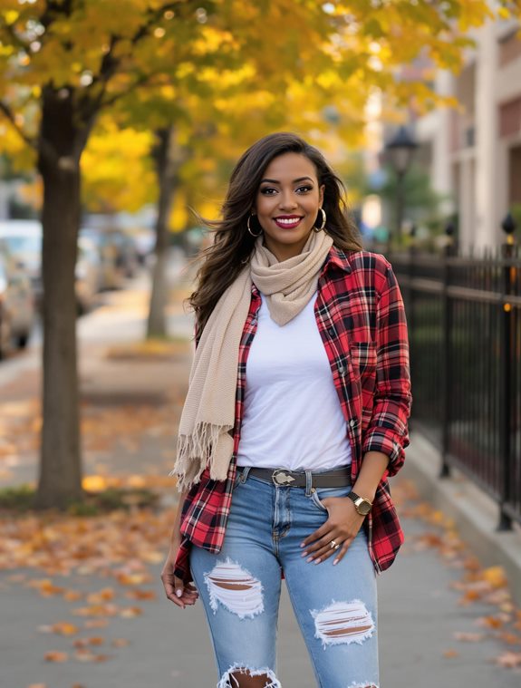 casual outfit plaid jeans