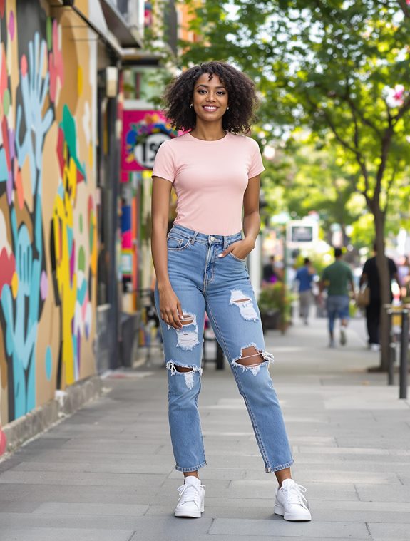 casual sneakers and jeans