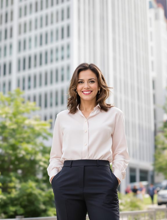 chic blouse and trousers