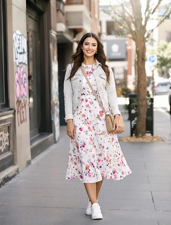 chic denim floral ensemble
