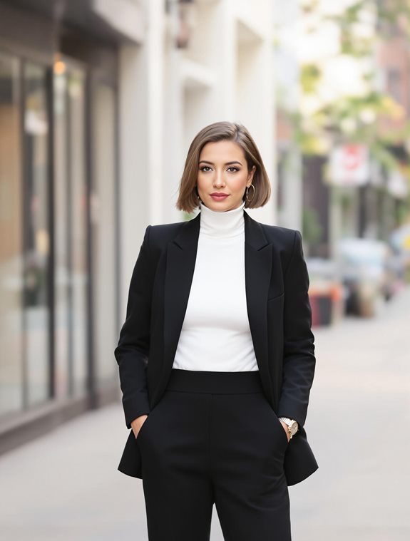 chic monochrome blazer ensemble