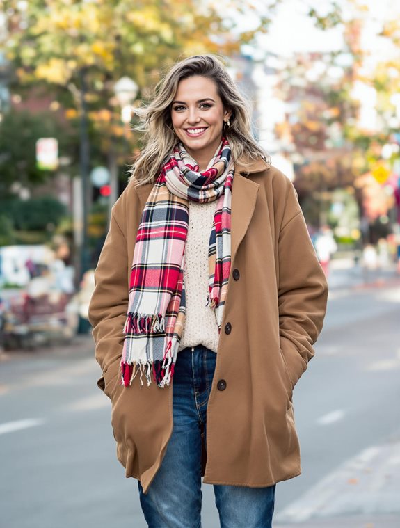 chic plaid scarf style