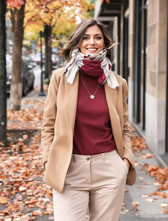 chic turtleneck trouser pairing