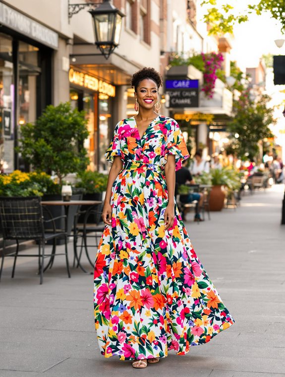 colorful floral long dress
