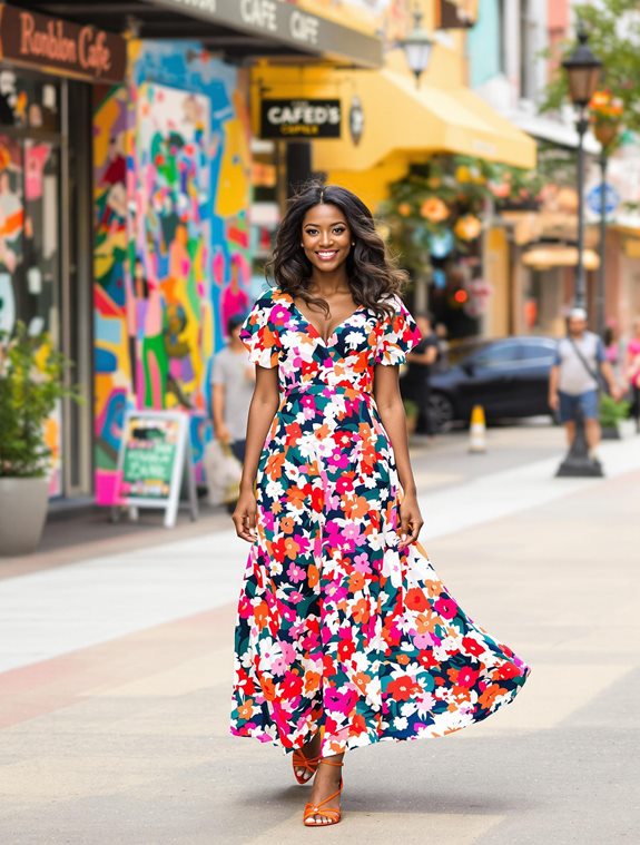colorful flower pattern dress