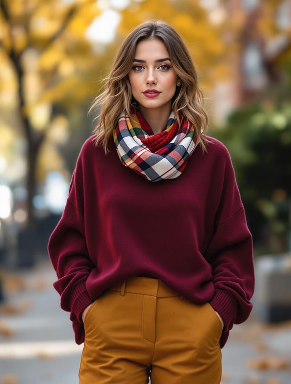 colorful knit scarf detail
