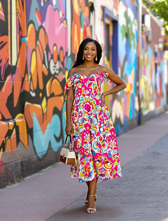 colorful midi dress design