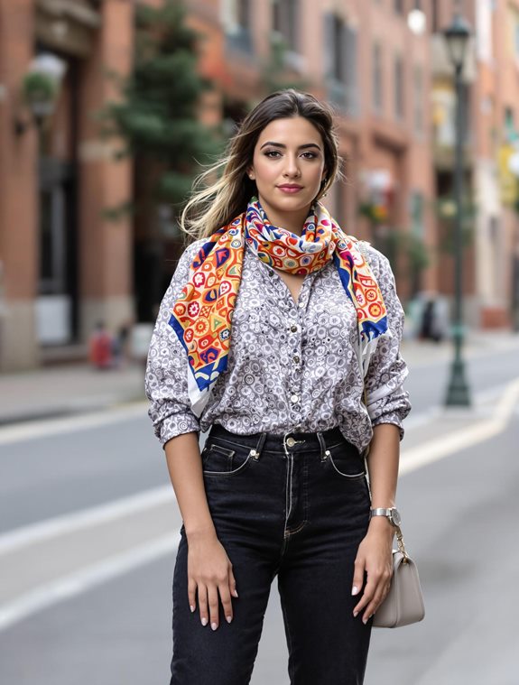 colorful scarf accessory detail