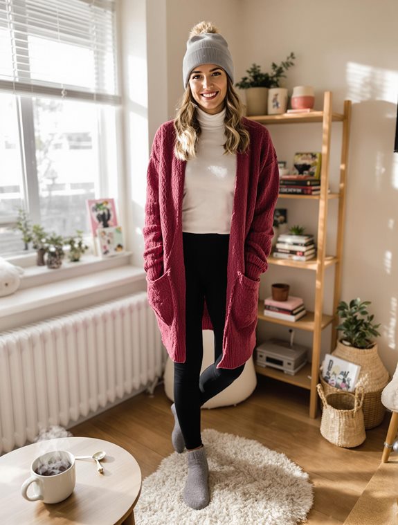cozy cardigan paired leggings