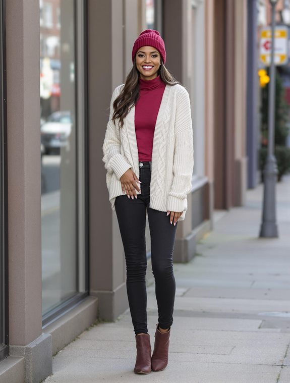 cozy knit beanie outfit