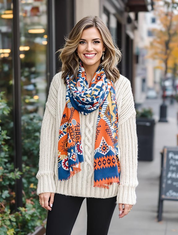 cozy knitwear with scarf