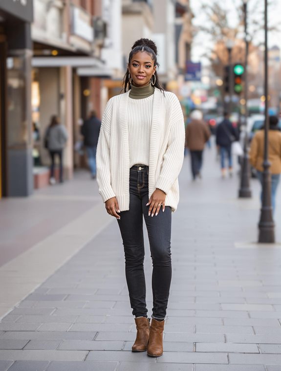 earth tone fashion ensemble
