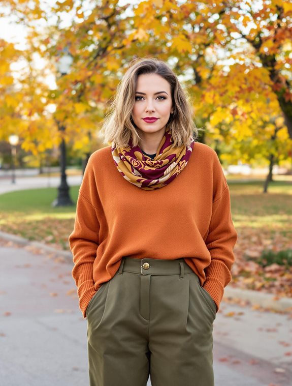 earth toned scarf draping