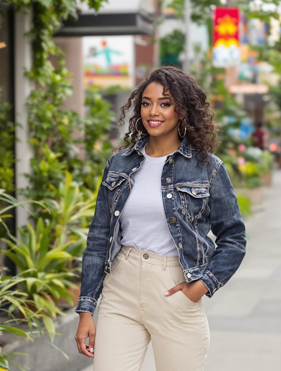 eco friendly denim jacket outfit