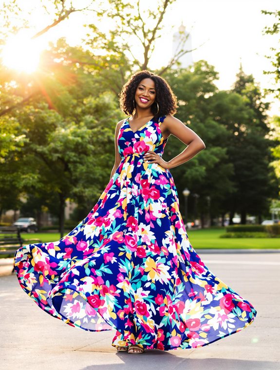 elegant model in maxi dress