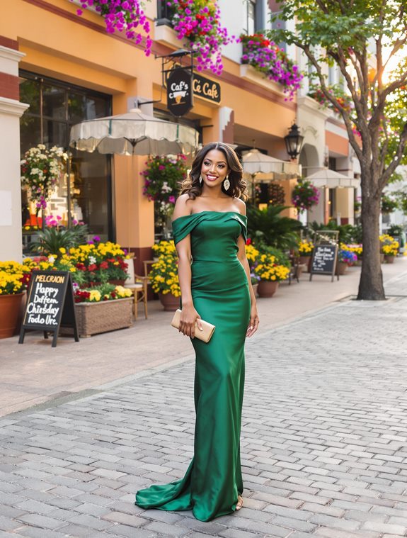 elegant off shoulder dress display