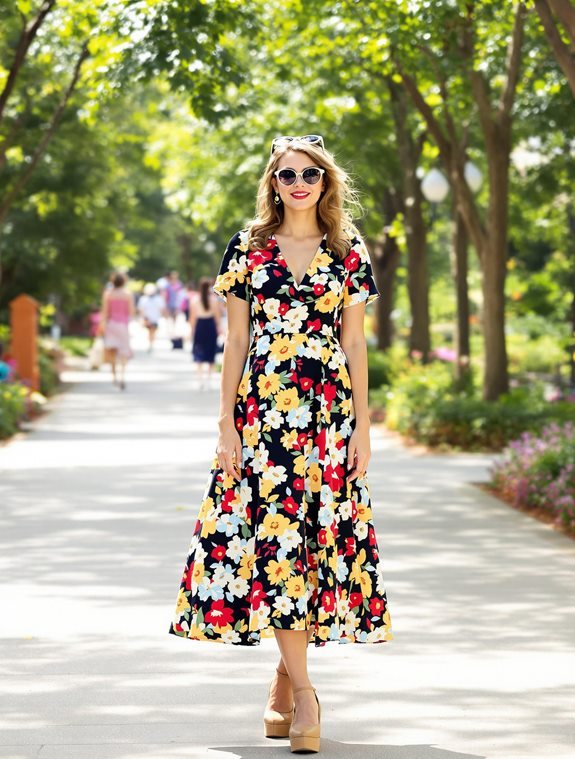 floral a line dress design