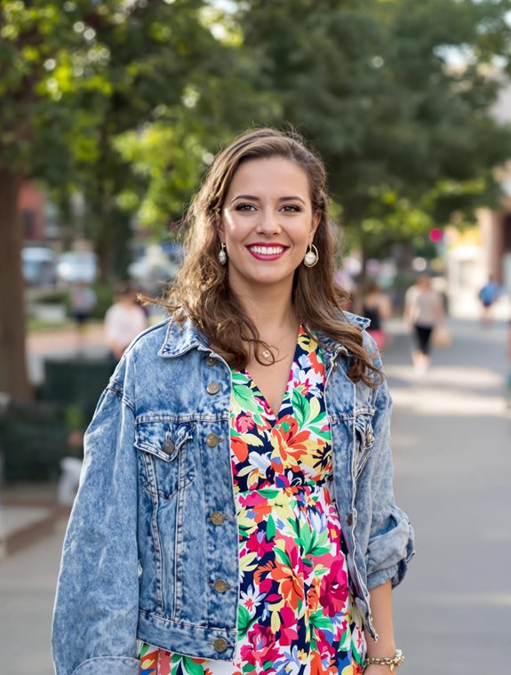floral dress with denim