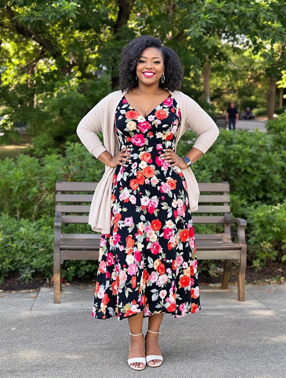 floral sundress and sandals