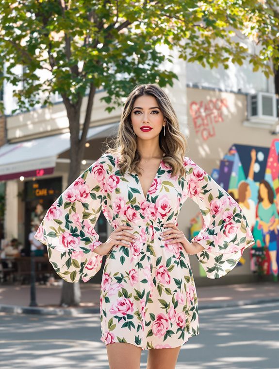 floral wide sleeve top