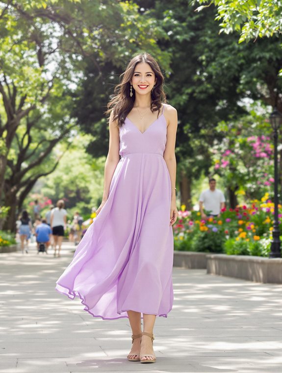 lavender sundress and sandals
