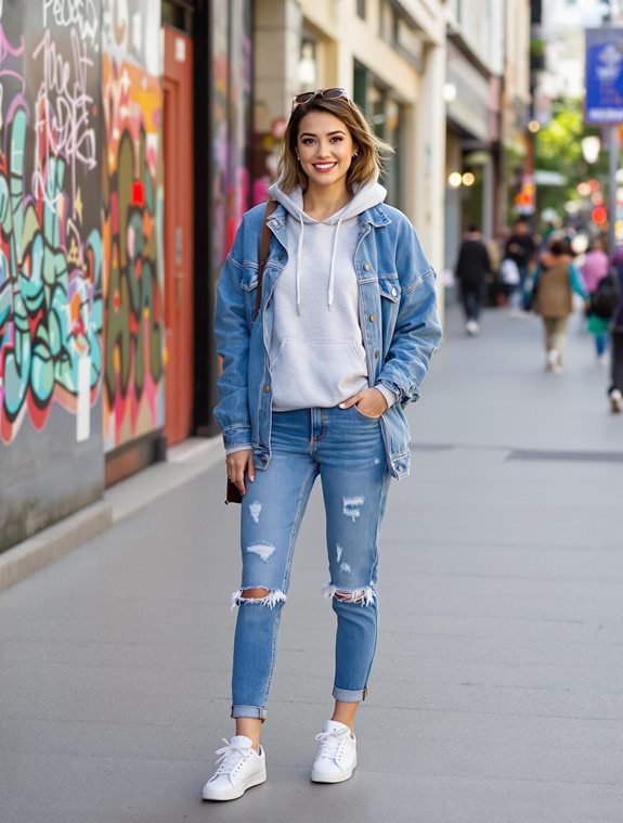 layered denim oversized jacket