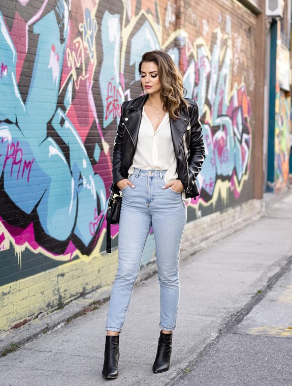 layered textured leather jacket