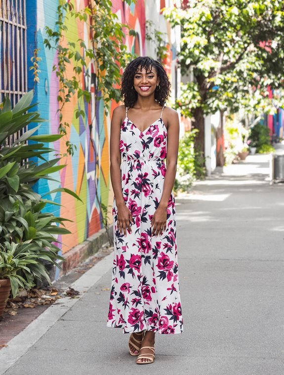 maxi dress and sandals