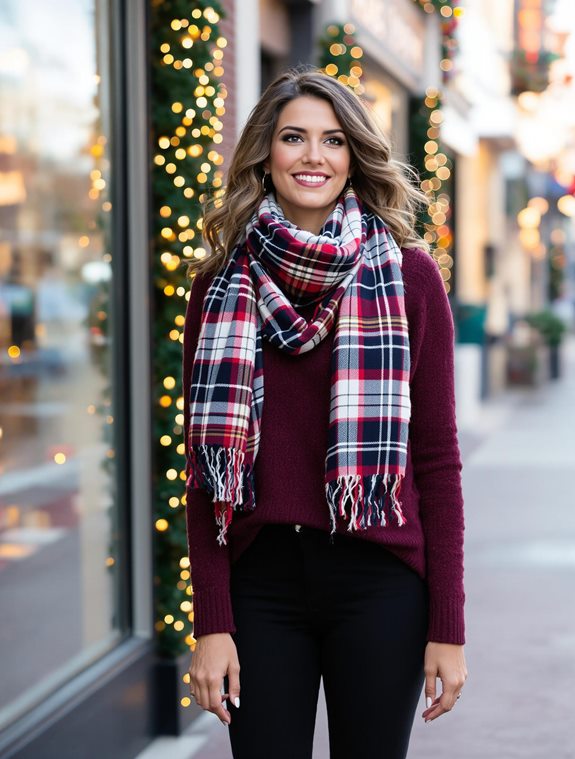 plaid patterned scarf accessory