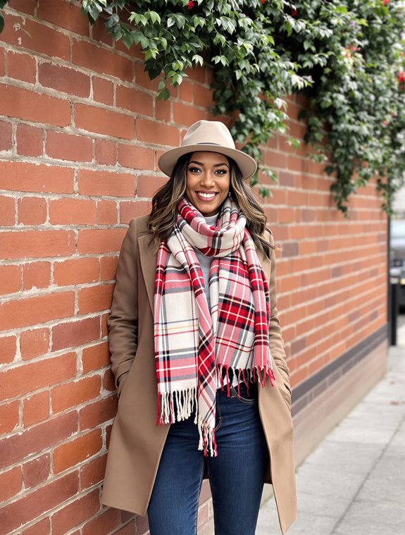 plaid scarf fashion model