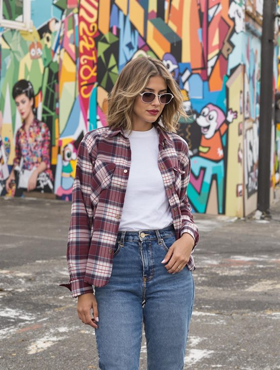plaid shirt layered style