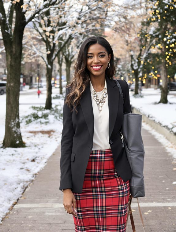plaid skirt holiday outfit