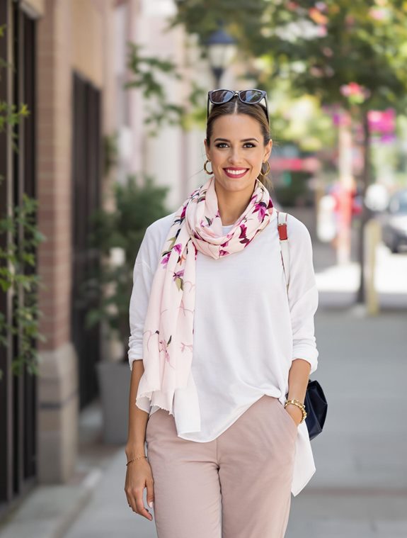 scarf laid across shoulder