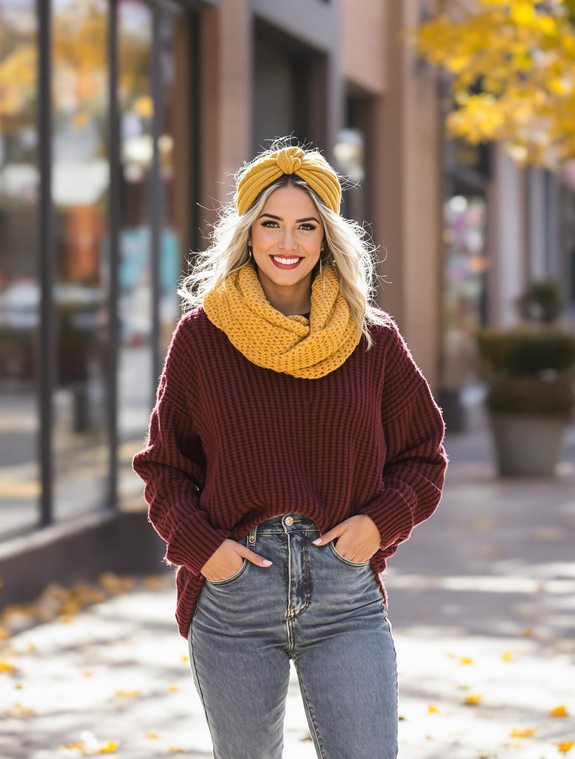 scarf styled as headband