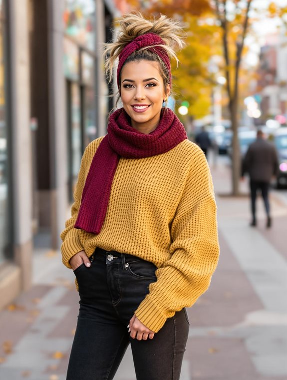 scarf styled in bun