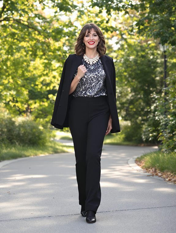 shimmering sequin blouse outfit