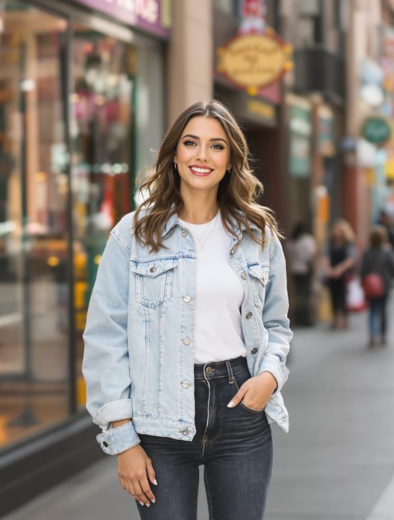 stylish denim jacket ensemble