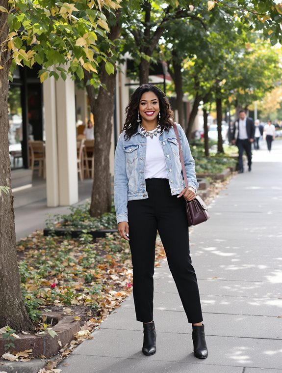 stylish layered denim ensemble