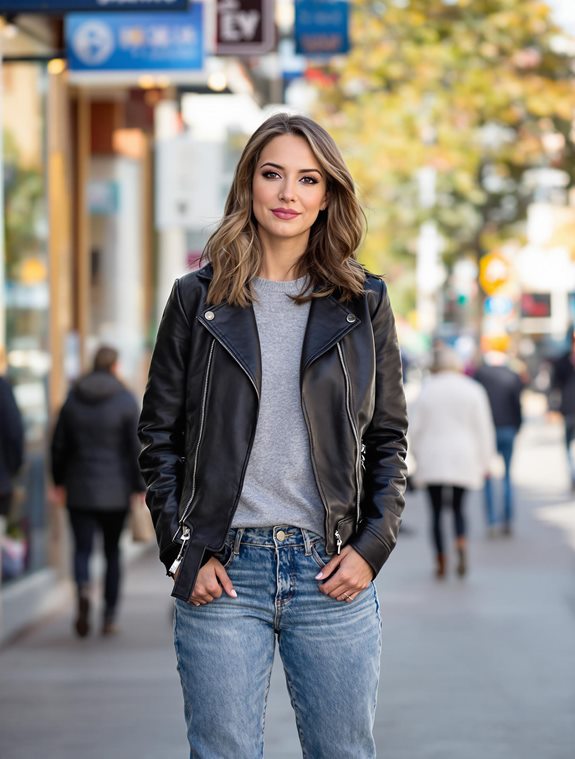 stylish leather and denim