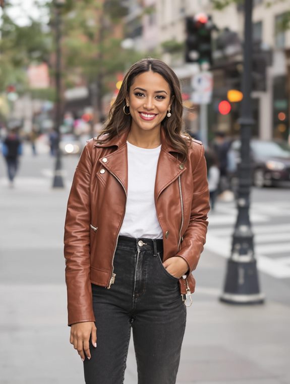 stylish leather and tee