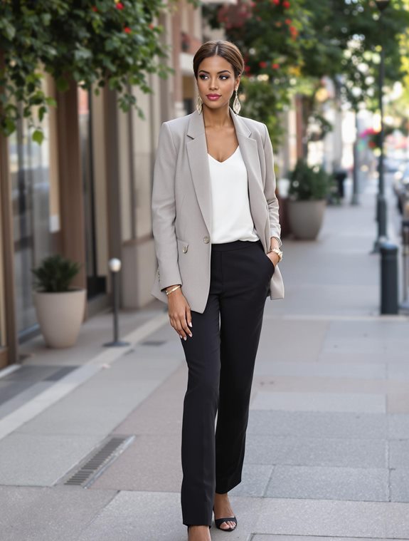 stylish multi layered blazer outfit