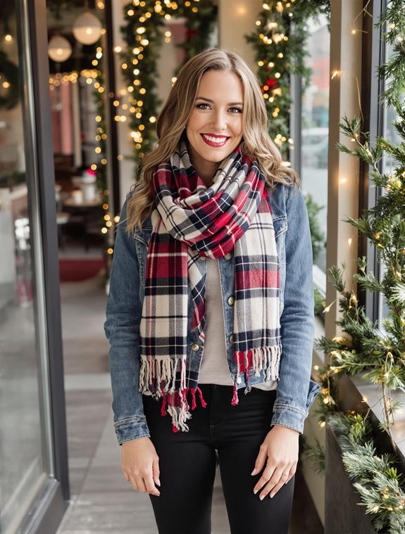 stylish plaid denim combo