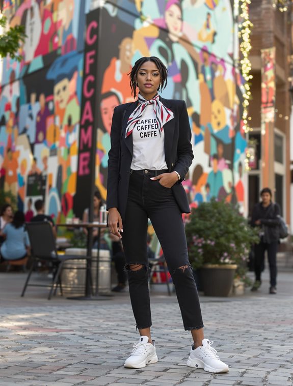 stylish sneakers and blazer