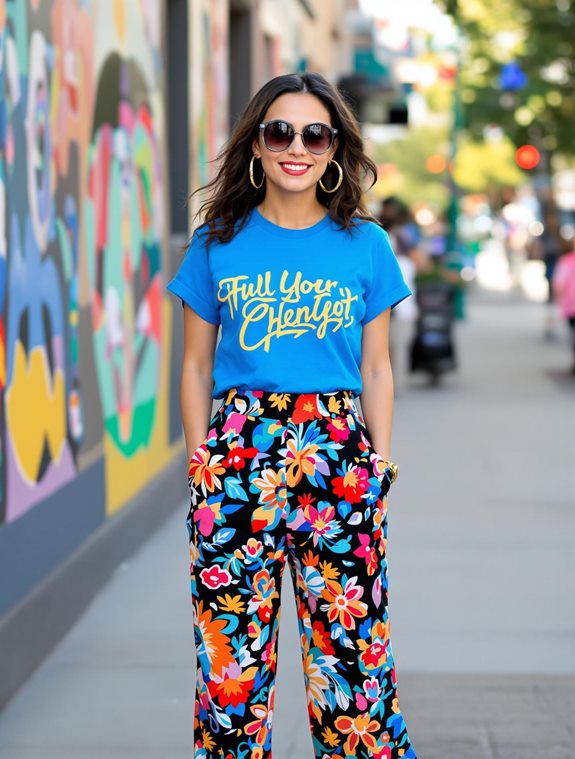 stylish t shirt outfit combination