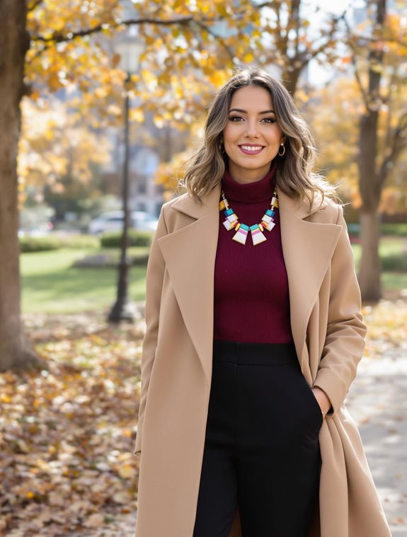 stylish turtleneck bold necklace
