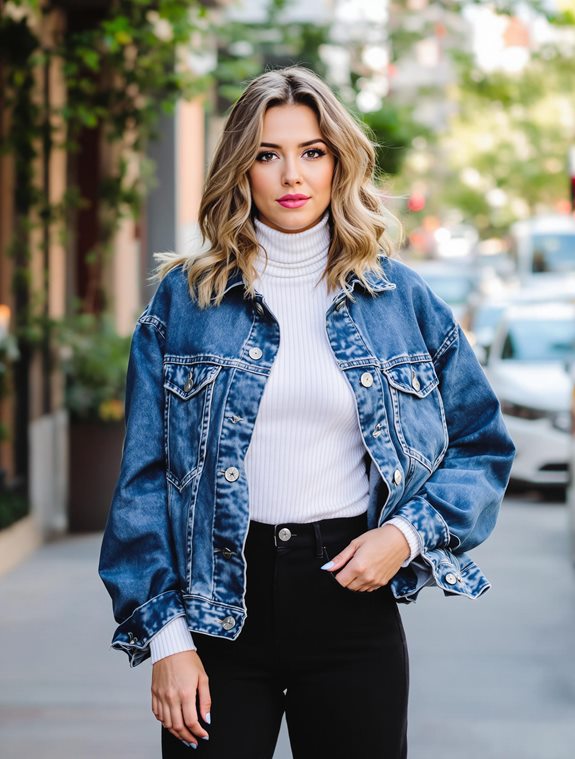 trendy layered denim jacket